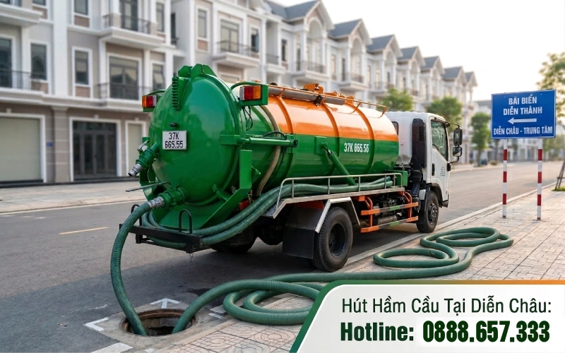 Xe hút hầm cầu tại Diễn Châu của Công ty môi trường Tài Hải