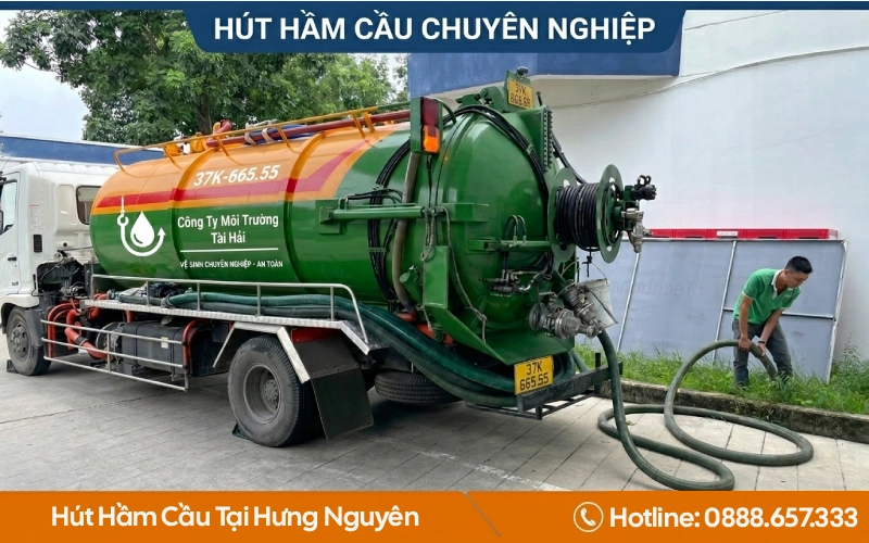 Thi công hút hầm cầu tại Hưng Nguyên bằng xe chuyên dụng