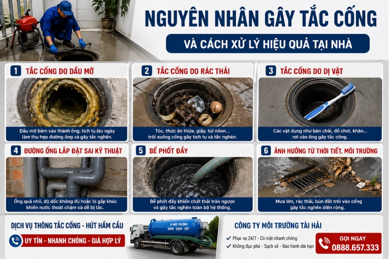 nguyên nhân gây tắc cống phổ biến