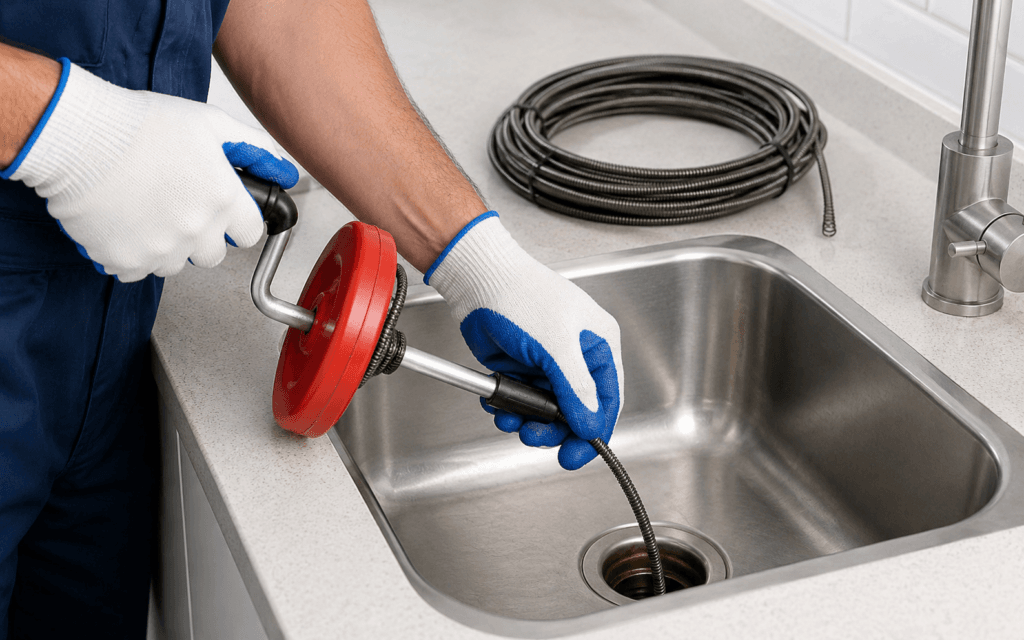 Cách Thông Cống Bị Tắc Mỡ Bằng Dây Lò Xo