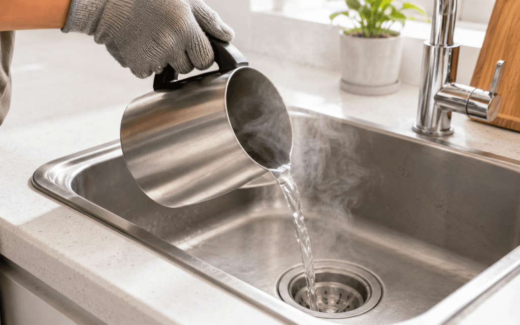 Cách Thông Cống Bị Tắc Mỡ Bằng Nước Nóng