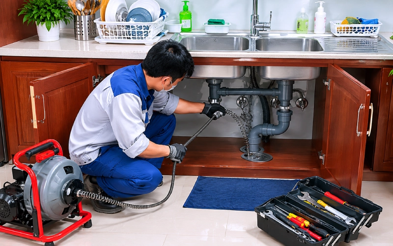 Công ty Môi Trường Tài Hải thi công thông tắc bồn rửa bát tại Nghệ An