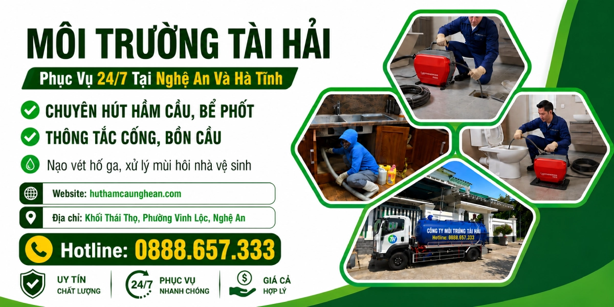 Môi trường Tài Hải - hút hầm cầu tại Nghệ An phục vụ 24/7