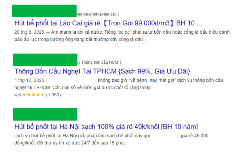 Hình ảnh Quảng cáo hút hầm cầu giá rẻ trên Google