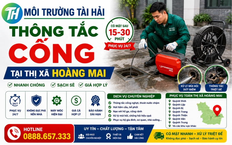 Dịch vụ thông tắc cống tại Hoàng Mai của Môi Trường Tài Hải